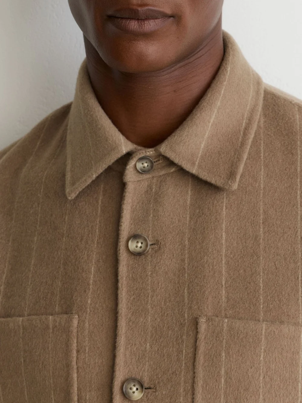 Reiss Taupe Brown Gano Wool-blendd Twin-pocket Overshirt, view 3