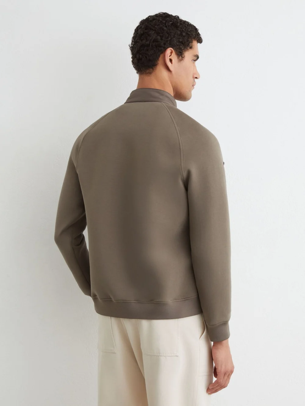 Reiss Taupe Brown Hybrid Quilted Interlock Flap-pocket Jacket, view 4