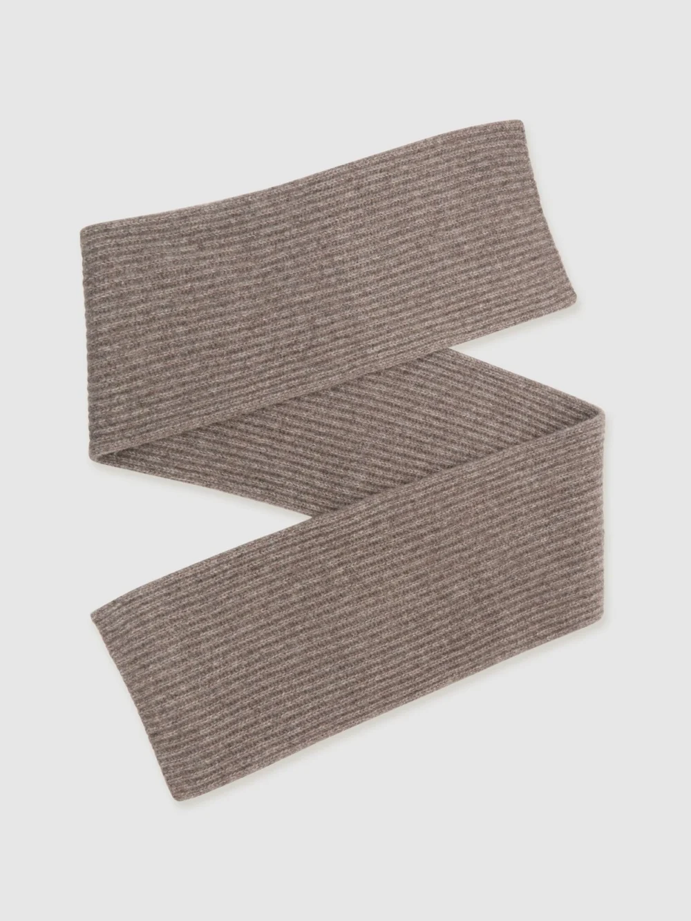 Reiss Taupe Brown Melange Wool-blend Rib-knit Scarf,, view 2