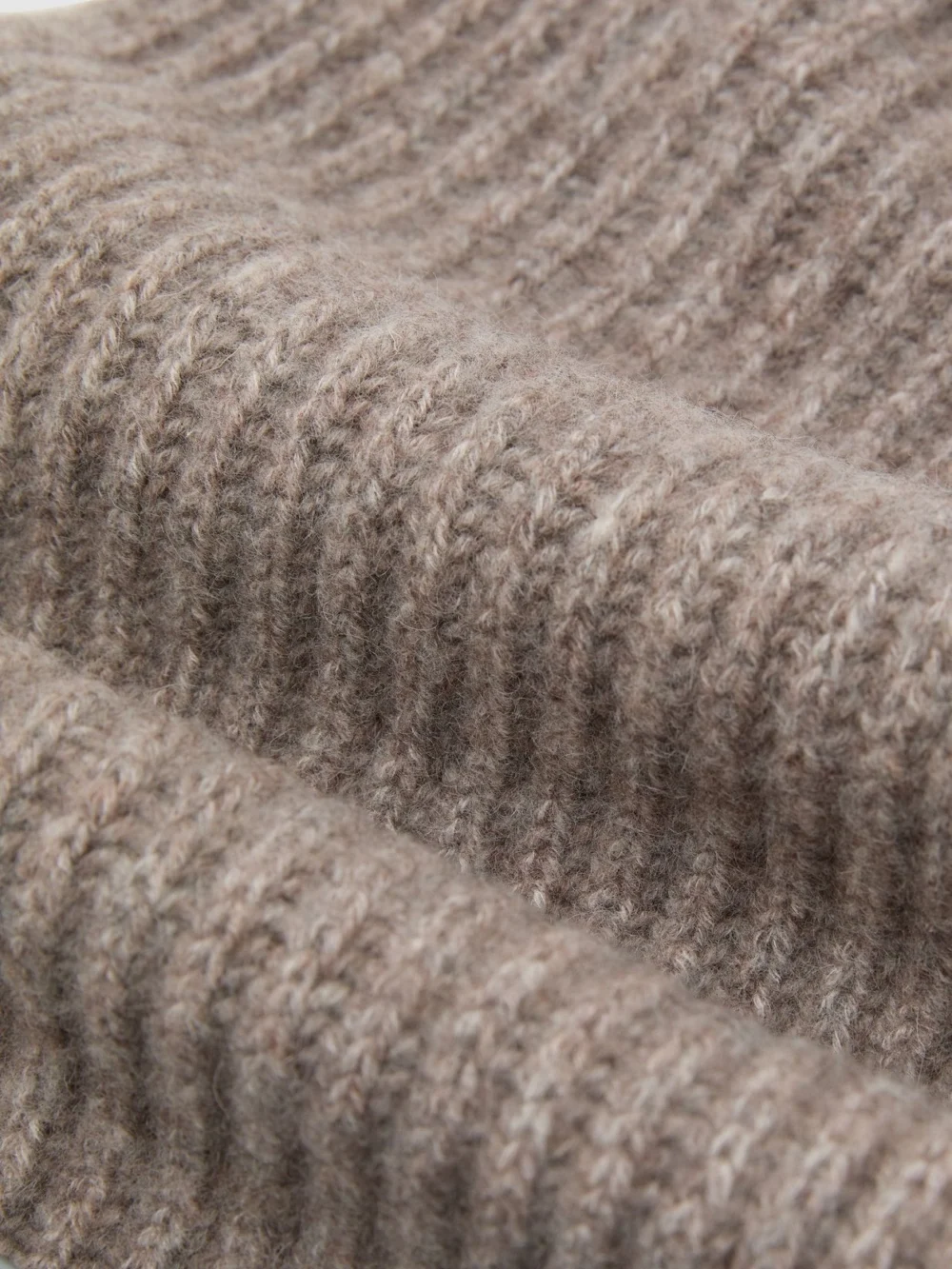 Reiss Taupe Brown Melange Wool-blend Rib-knit Scarf,, view 3