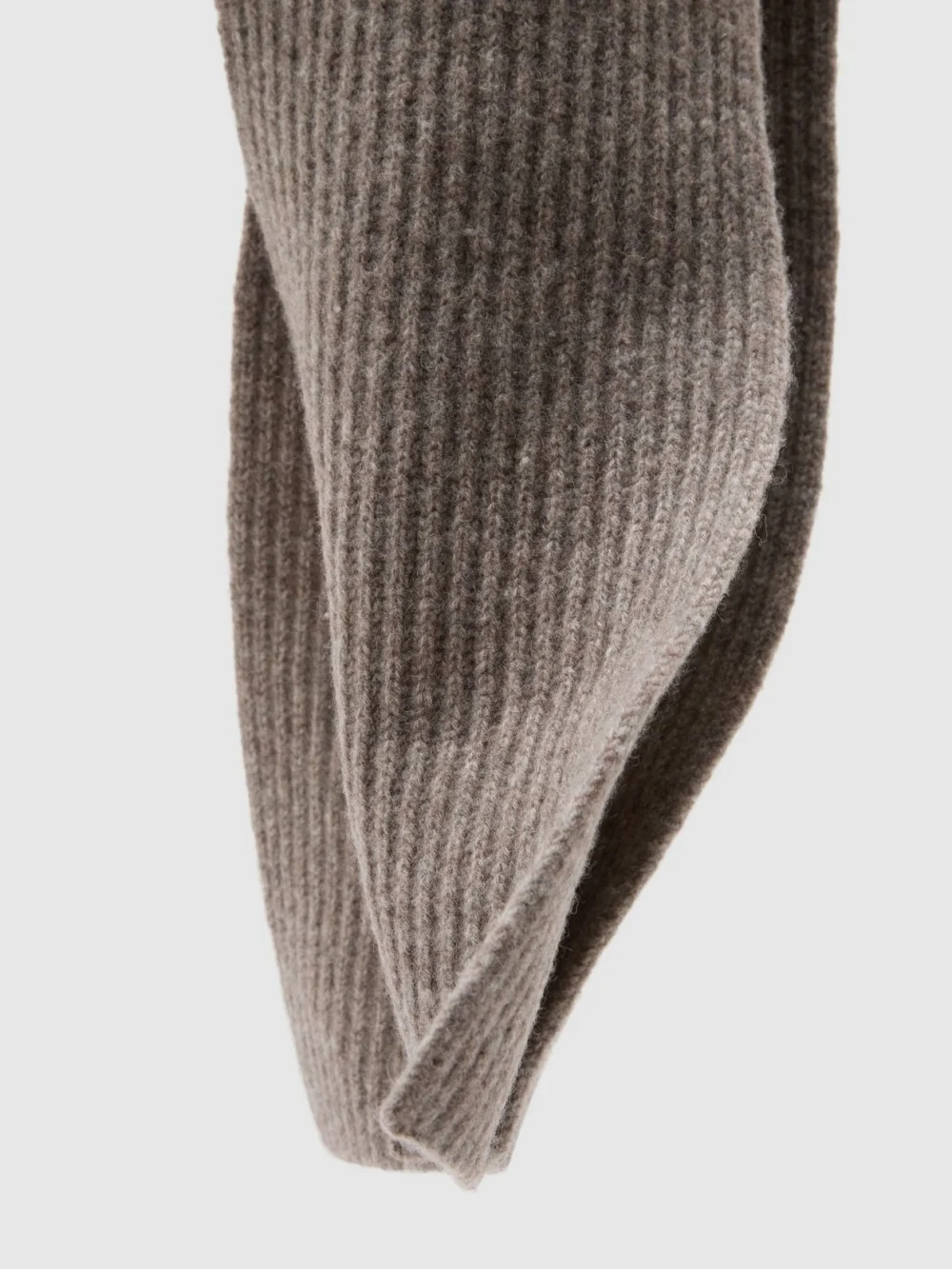Reiss Taupe Brown Melange Wool-blend Rib-knit Scarf,, view 4