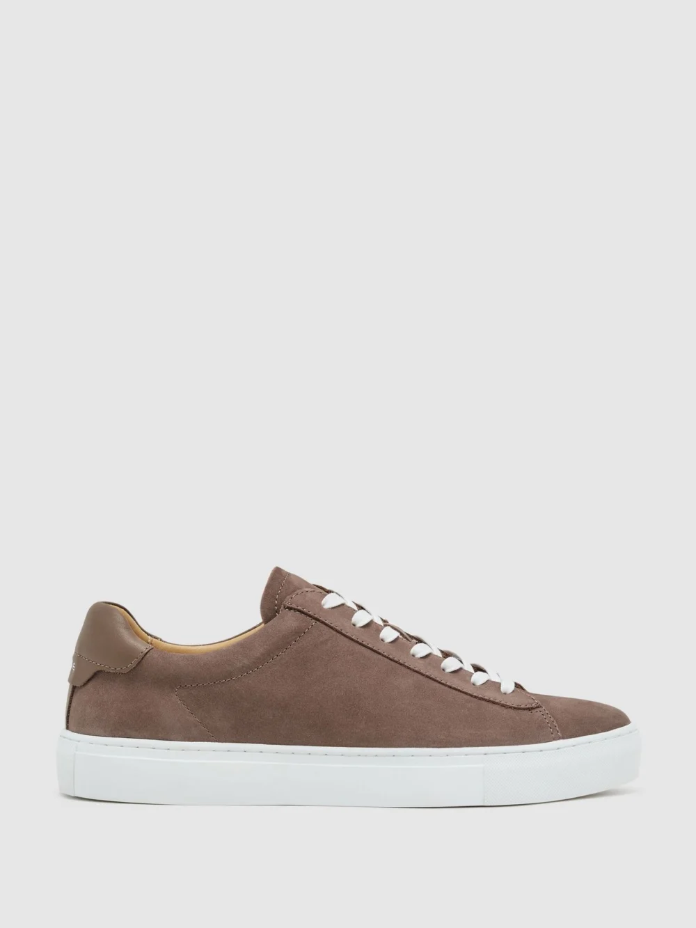 Reiss Taupe Brown Nubuck Leather Lace-up Trainers, view 2