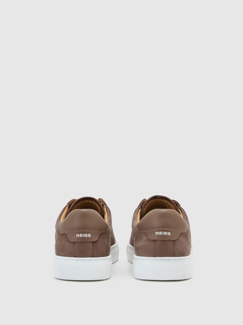 Reiss Taupe Brown Nubuck Leather Lace-up Trainers, view 4