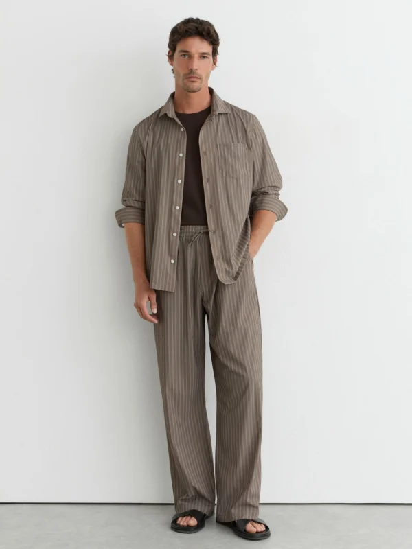 Reiss Taupe Brown Stripe Drawstring Relaxed-fit Trousers