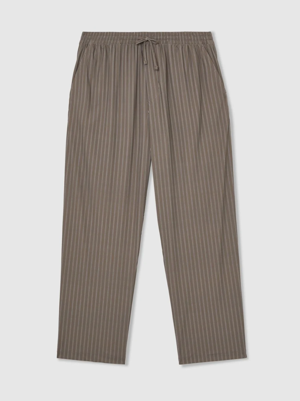 Reiss Taupe Brown Stripe Drawstring Relaxed-fit Trousers, view 2
