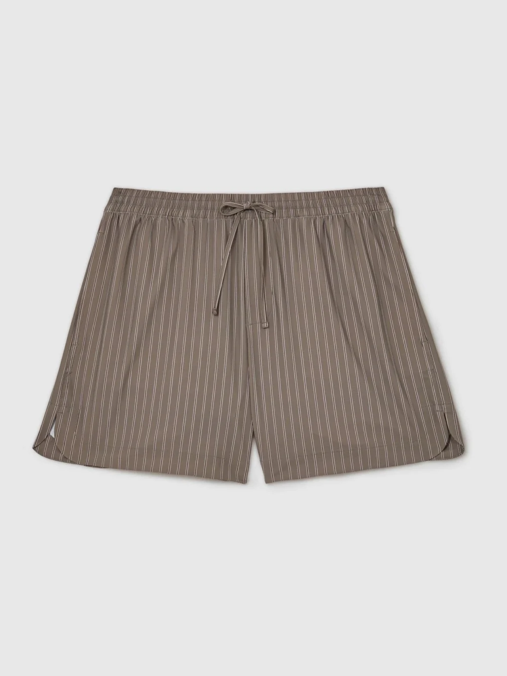 Reiss Taupe Brown Stripe Drawstring Shorts, view 2