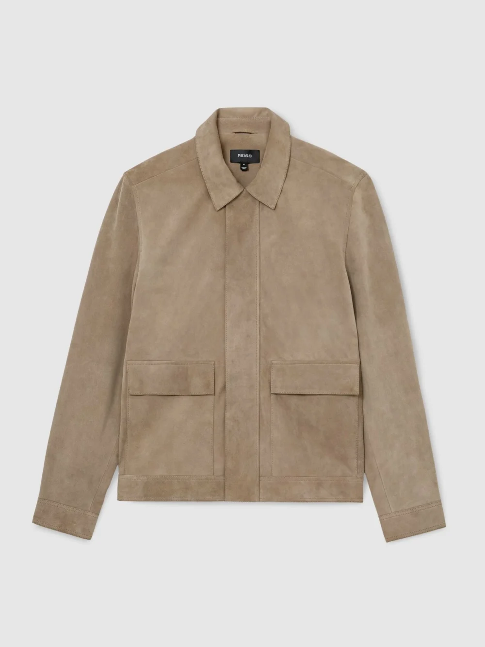 Reiss Taupe Brown Suede Twin-pocket Jacket, view 2