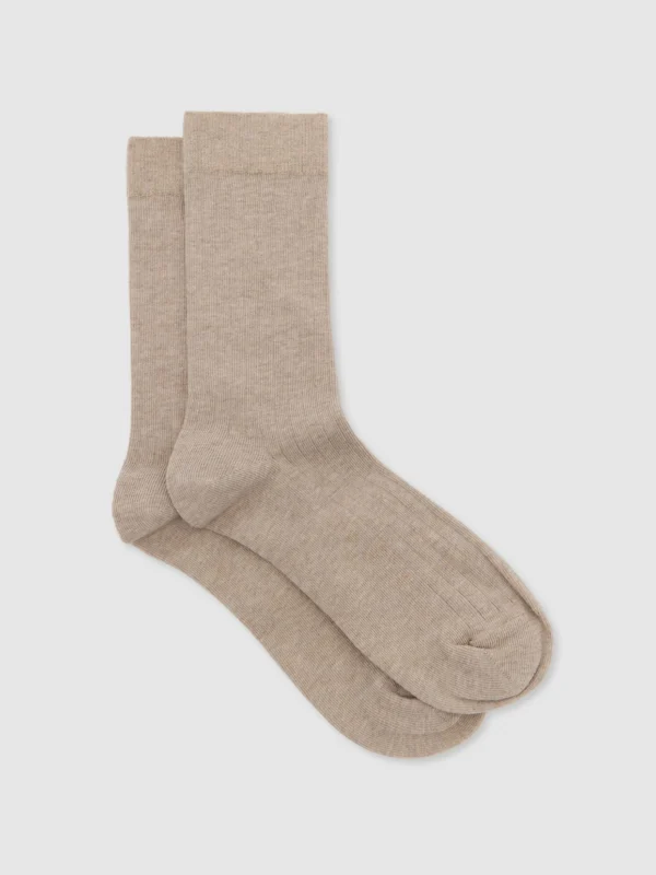 Reiss Taupe Cotton Blend Ribbed Loafer Socks