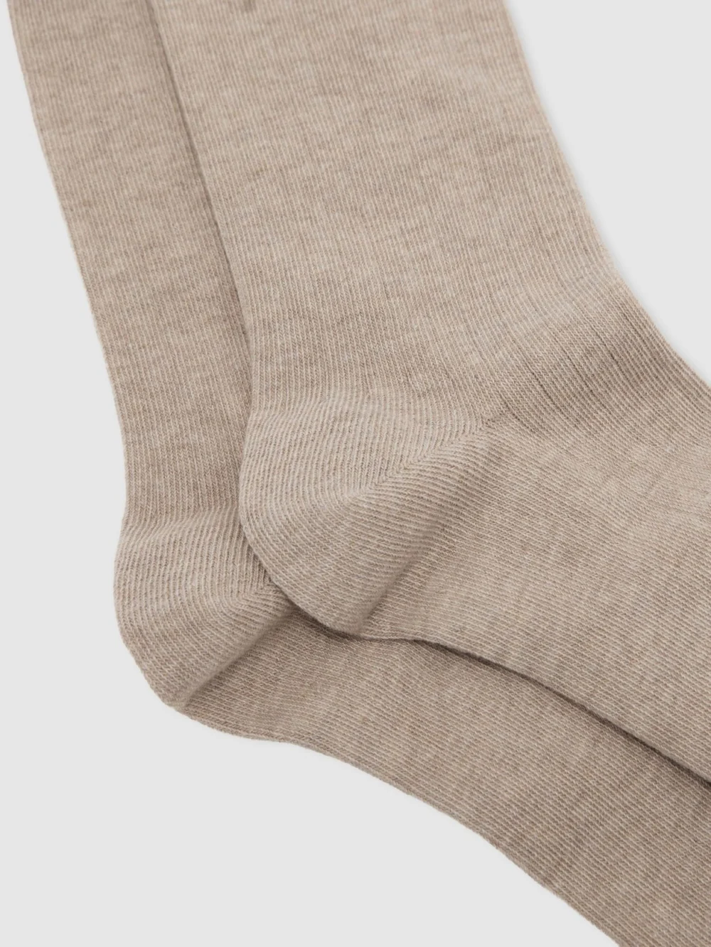 Reiss Taupe Cotton Blend Ribbed Loafer Socks, view 2