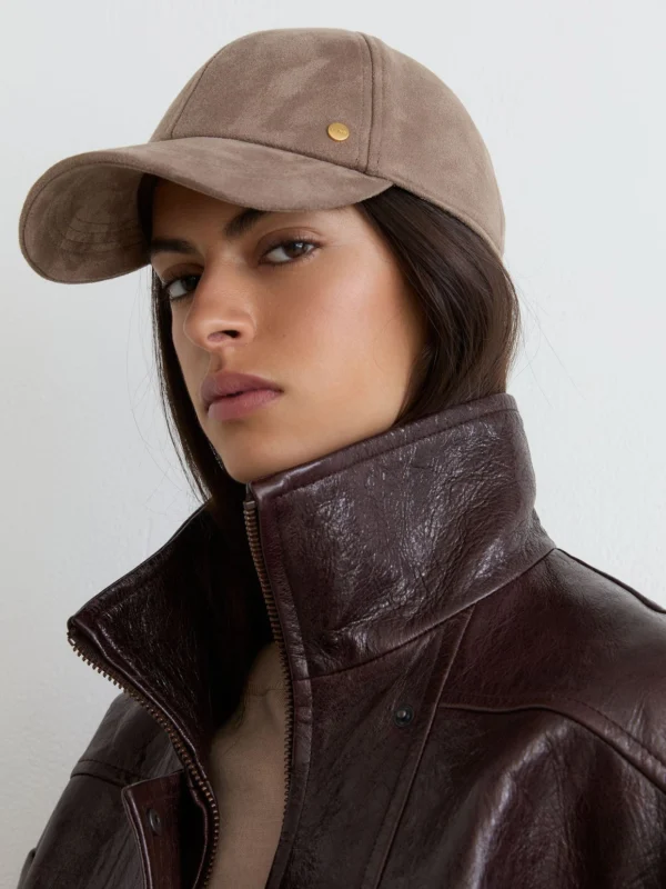 Reiss Taupe Faux Suede Baseball-style Cap,