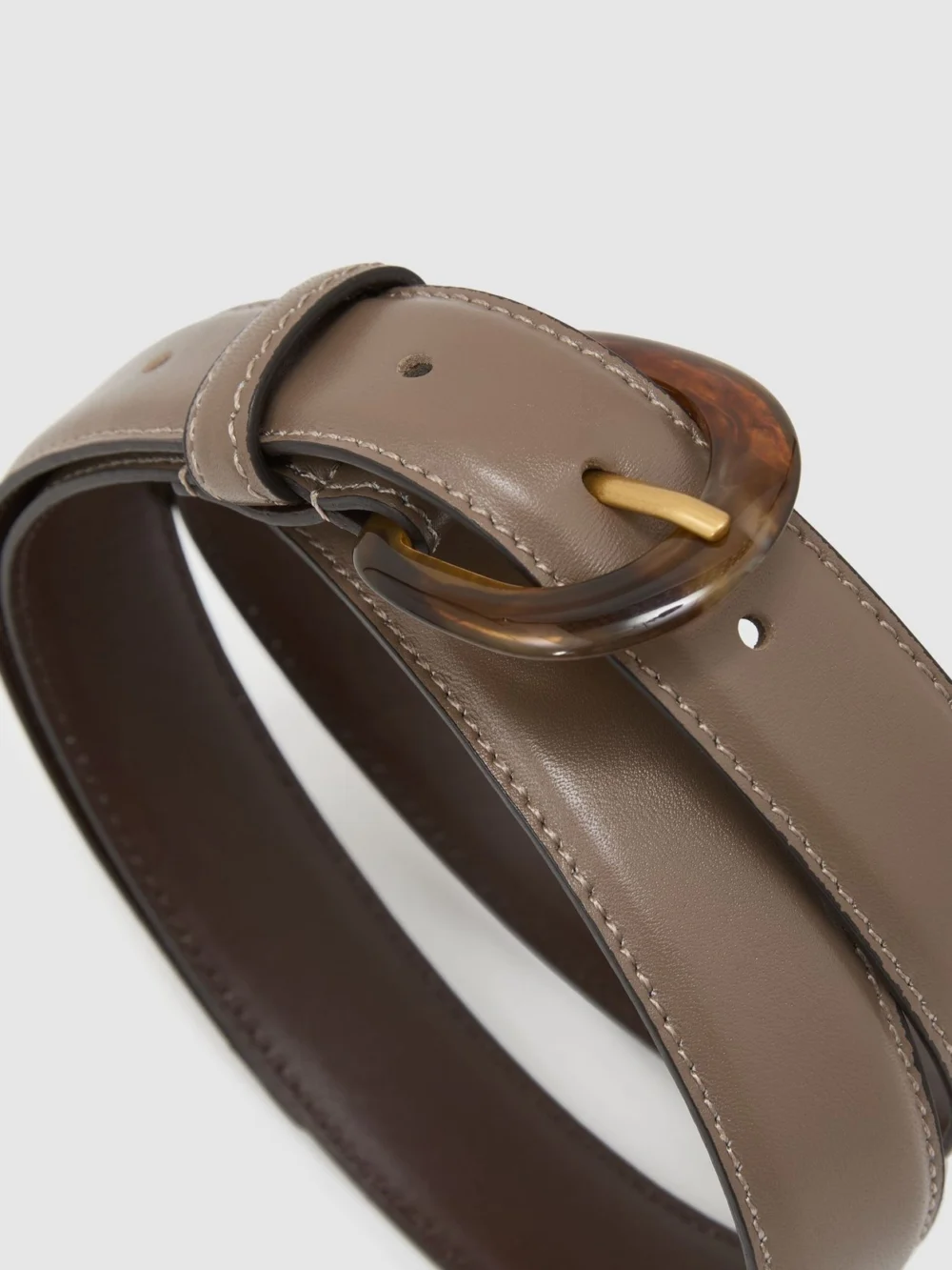 Reiss Taupe Leather -buckle Belt, view 3
