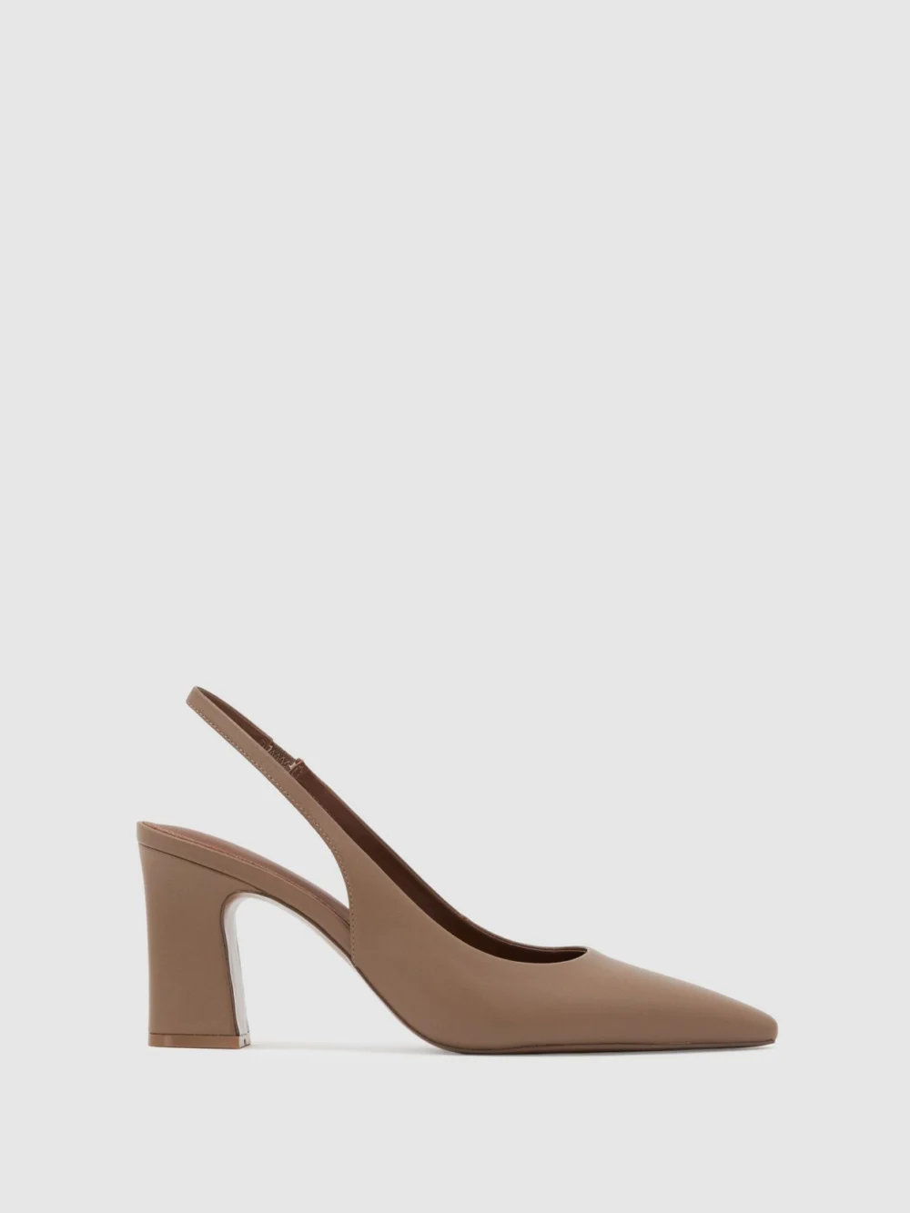 Reiss Taupe Leather Slingback Court Shoes
