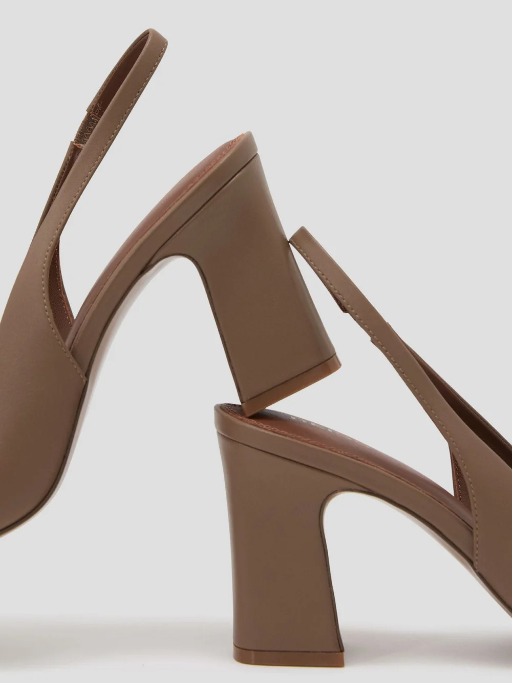 Reiss Taupe Leather Slingback Court Shoes, view 4