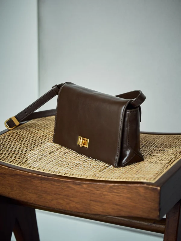 Reiss Taupe Leather Twist-lock Shoulder Bag,