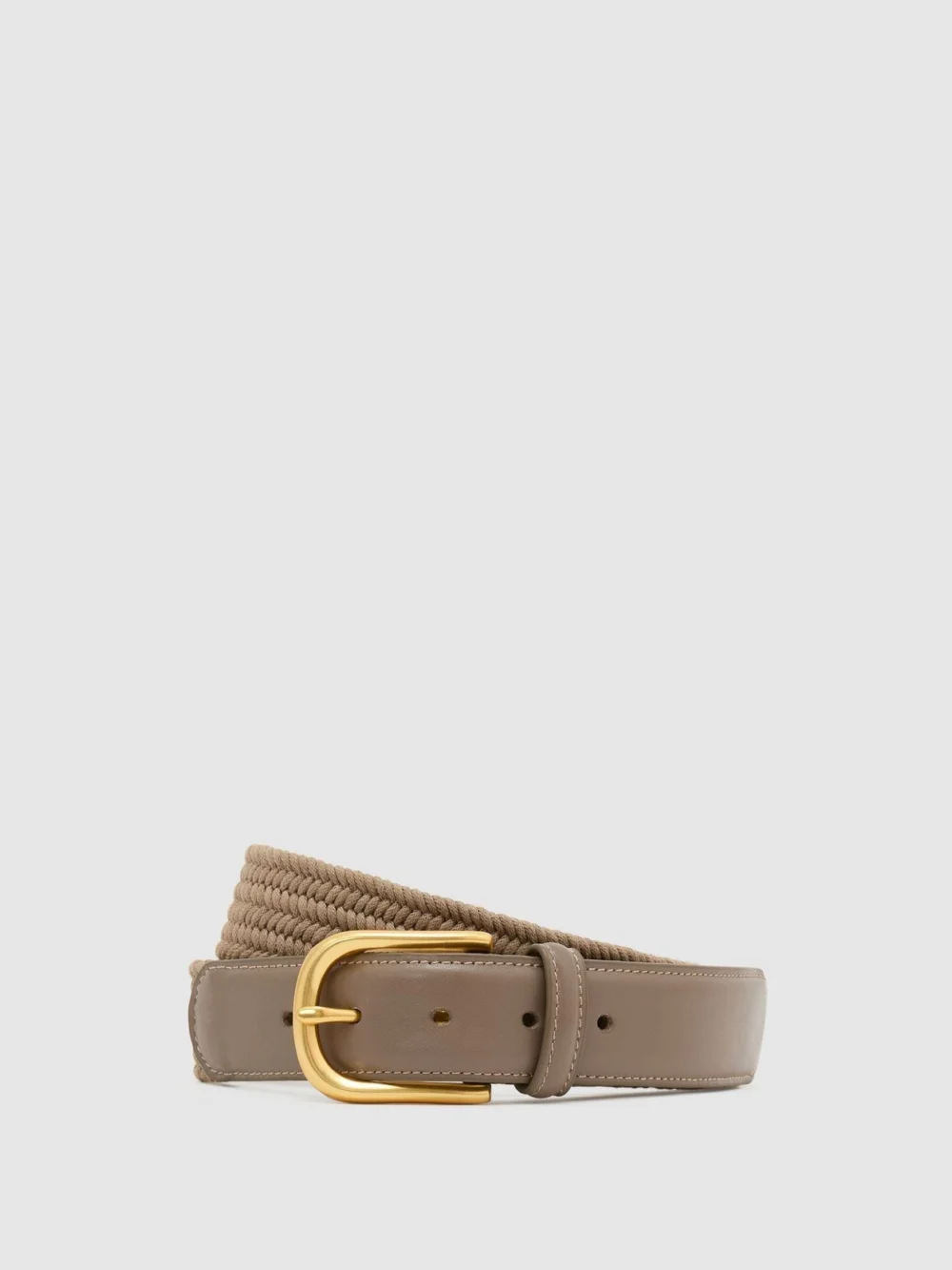 Reiss Taupe Leather Woven Mix Belt