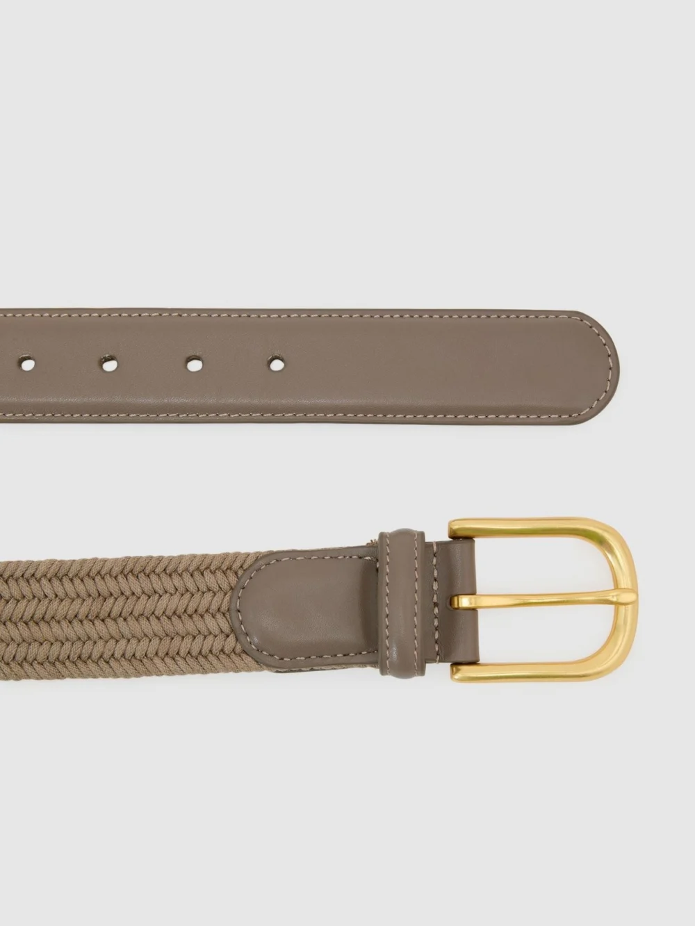 Reiss Taupe Leather Woven Mix Belt, view 3
