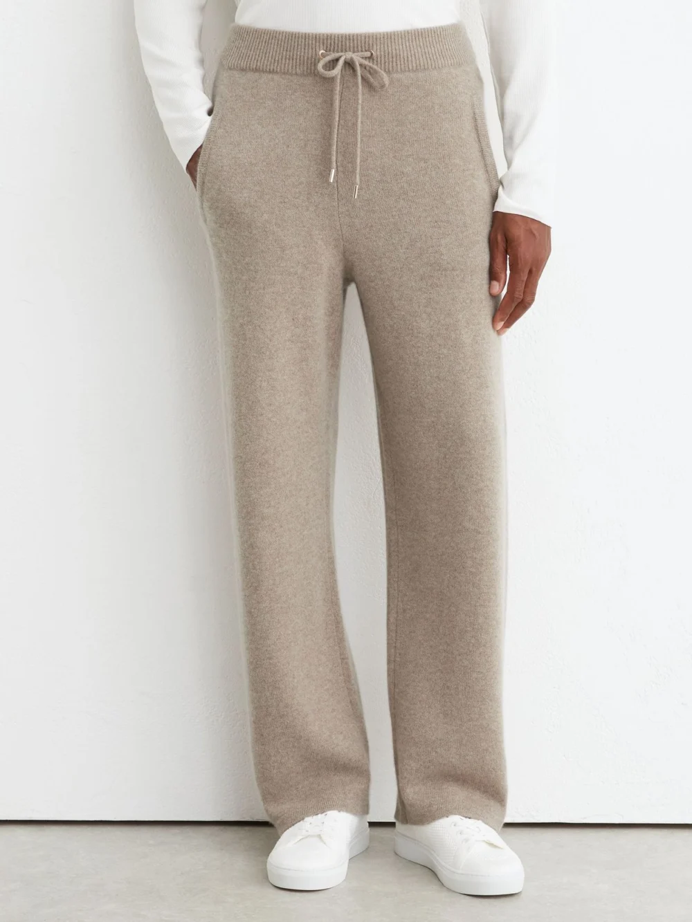Reiss Taupe Melange Cashmere Relaxed-fit Joggers, view 3