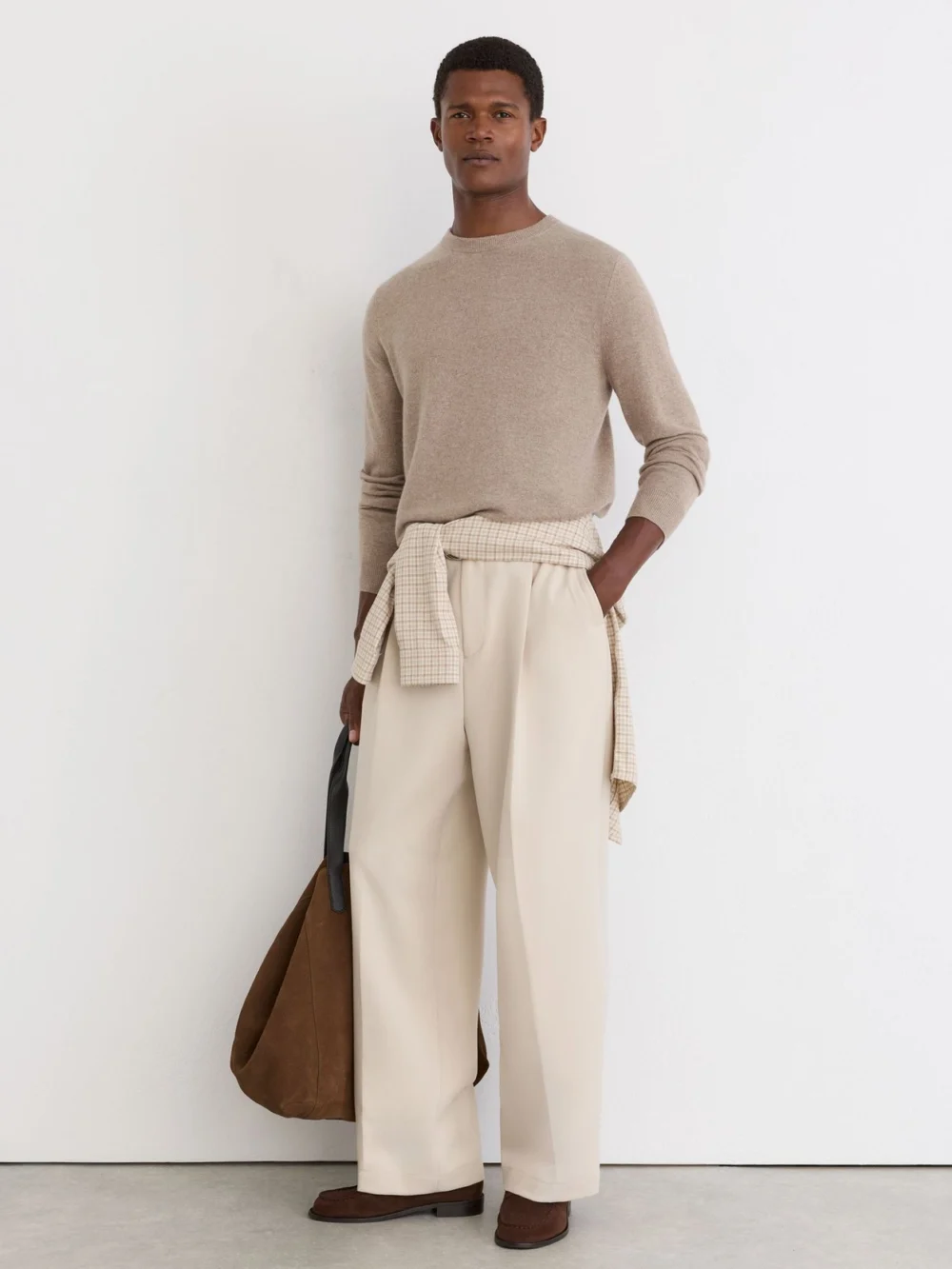 Reiss Taupe Melange Jumper, view 4