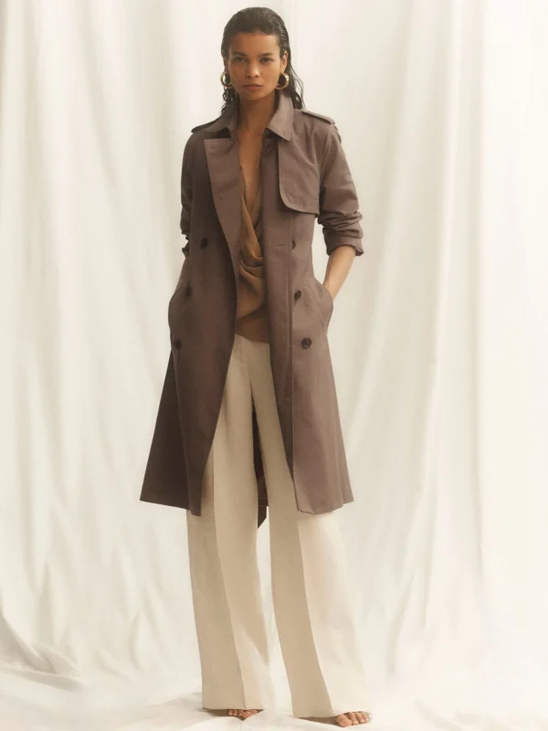 Reiss Taupe Neutral Hooded Insert Trench Coat