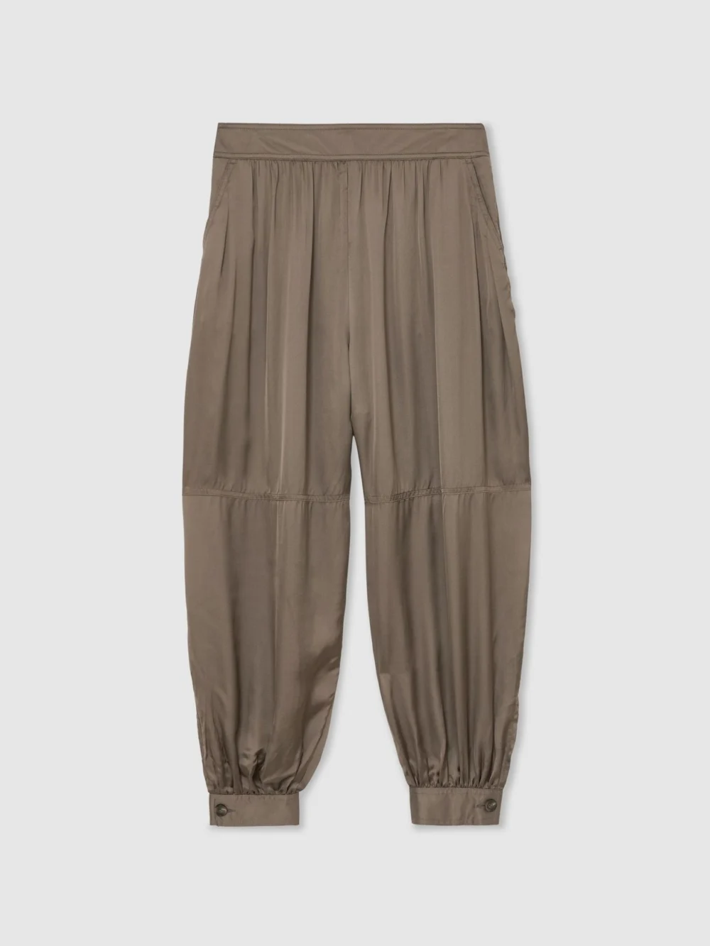 Reiss Taupe Neutral Satin Balloon-leg Trousers, view 2