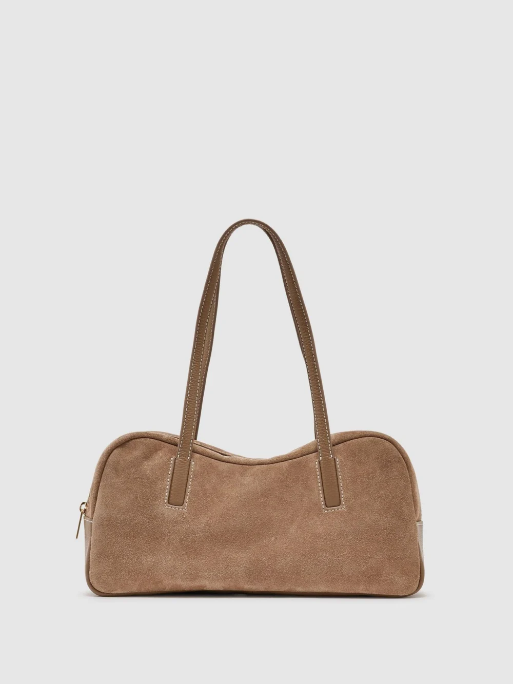 Reiss Taupe Suede and Leather Bowling Bag,, view 2