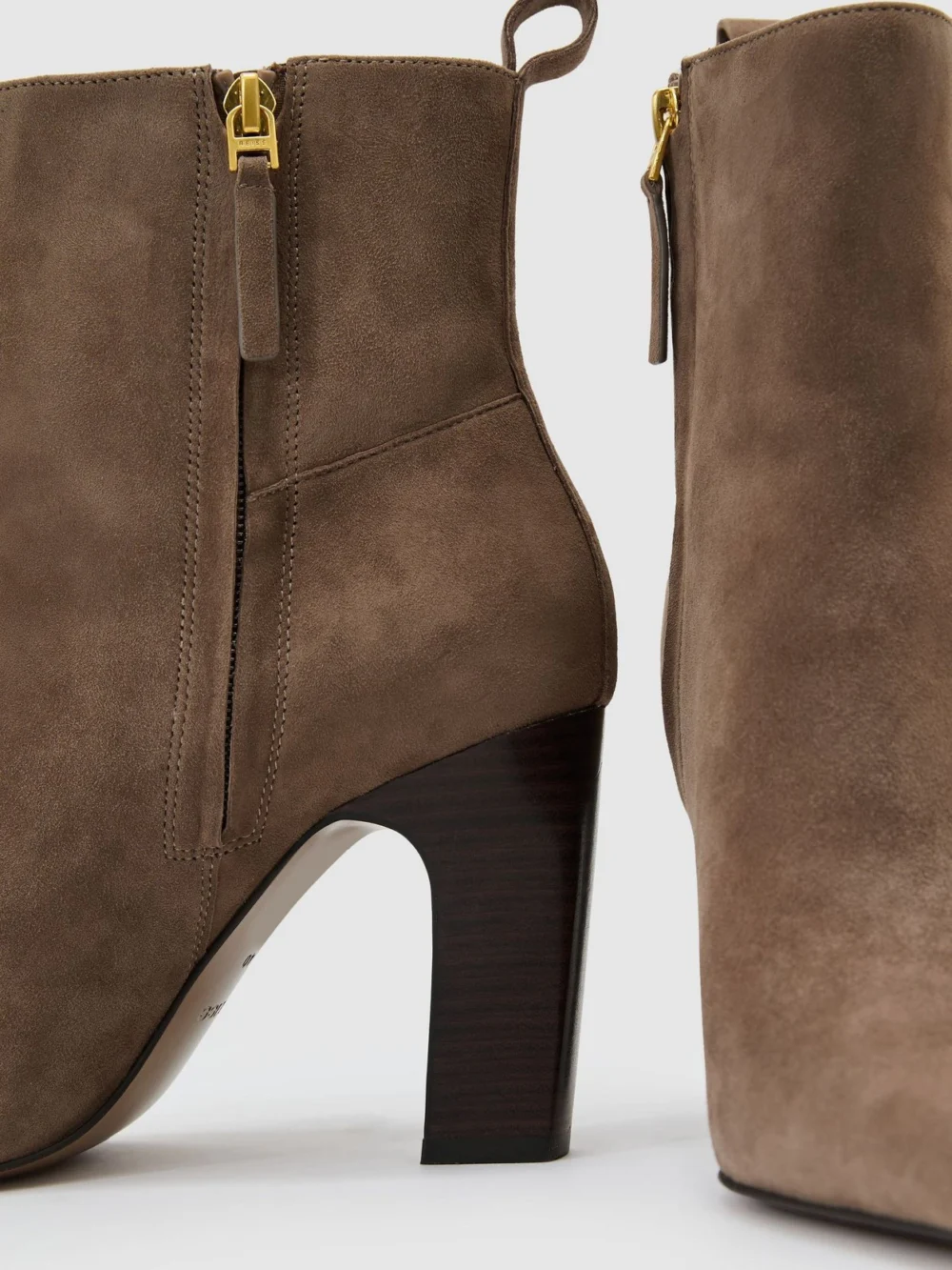 Reiss Taupe Suede Chisel-toe Block-heel Ankle Boots, view 4