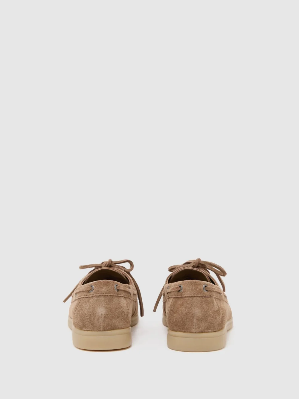 Reiss Taupe Suede Flat Boat Shoes, view 4