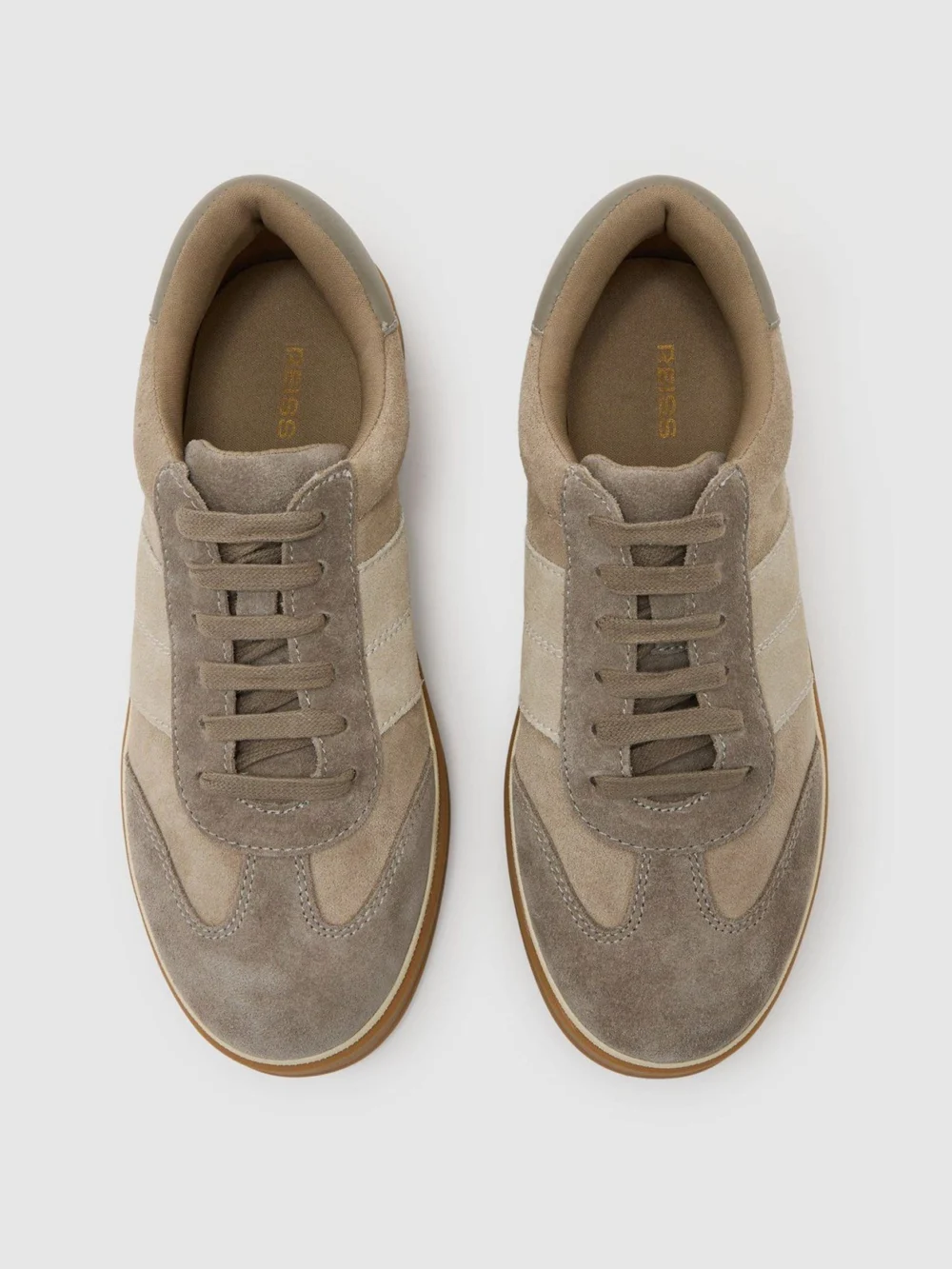 Reiss Taupe Suede Low-top Trainers, view 3