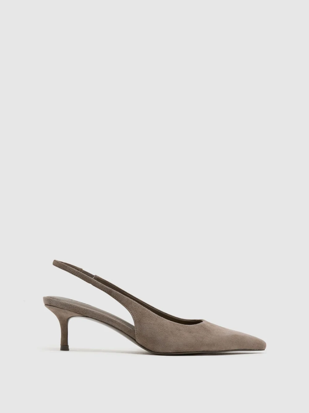 Reiss Taupe Suede Slingback Low-heel Court Shoes, view 2