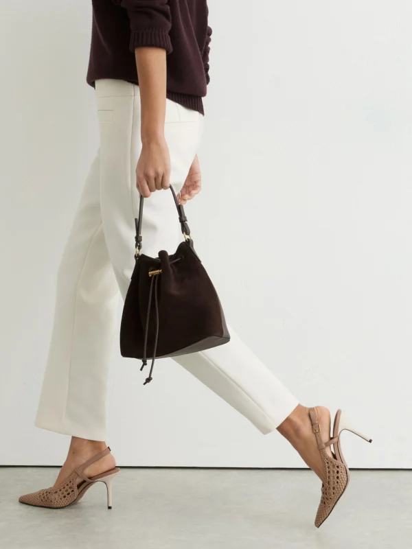 Reiss Taupe Woven Leather Court Shoes