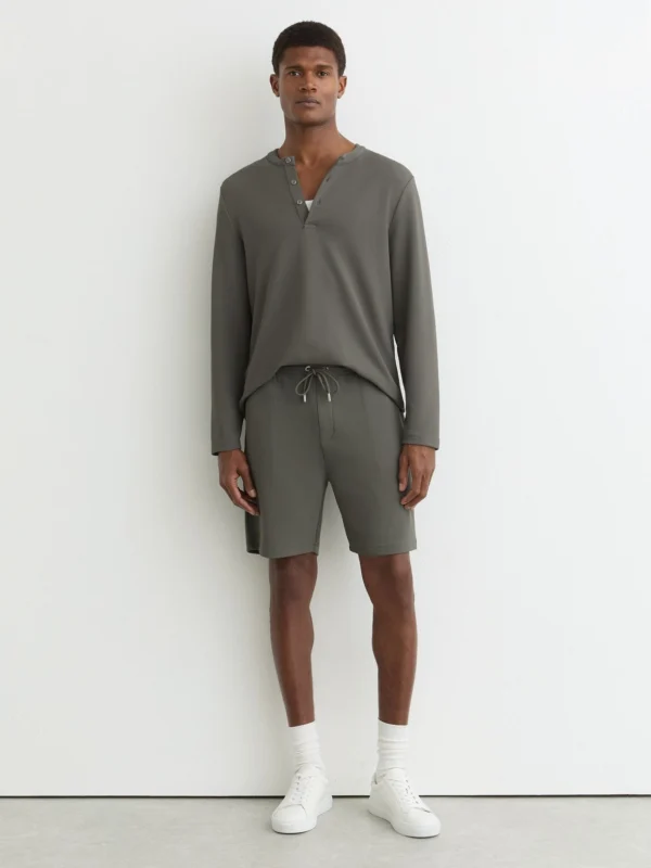 Reiss Tavolla Men's Sage Green Textured Drawstring Shorts