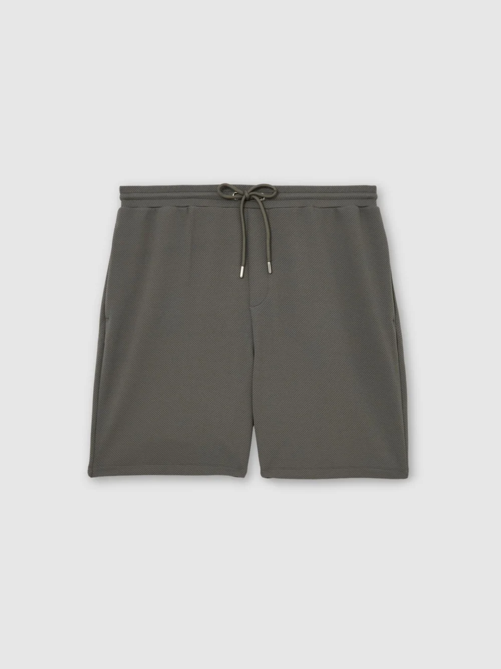 Reiss Tavolla Men's Sage Green Textured Drawstring Shorts, view 2