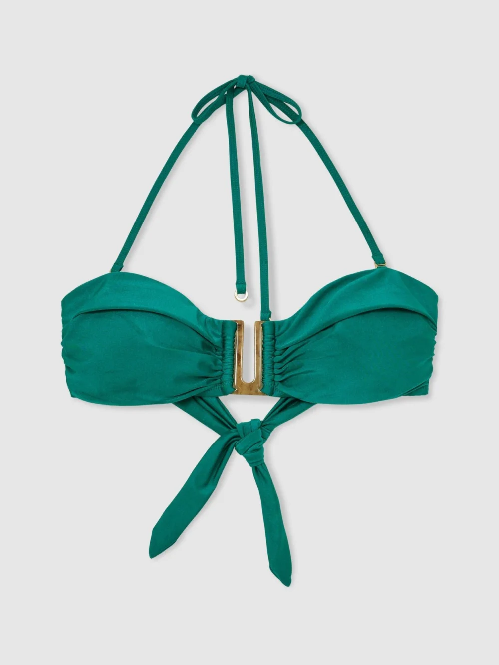 Reiss Teal Blue Removable-strap Bandeau Bikini Top, view 2