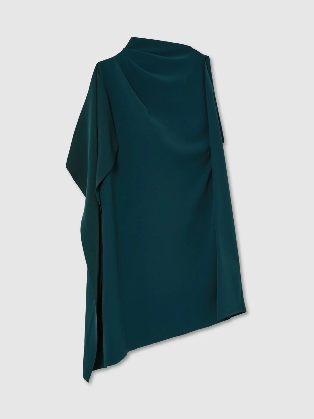 Reiss Teal Green One-shoulder Draped Mini Dress, view 2