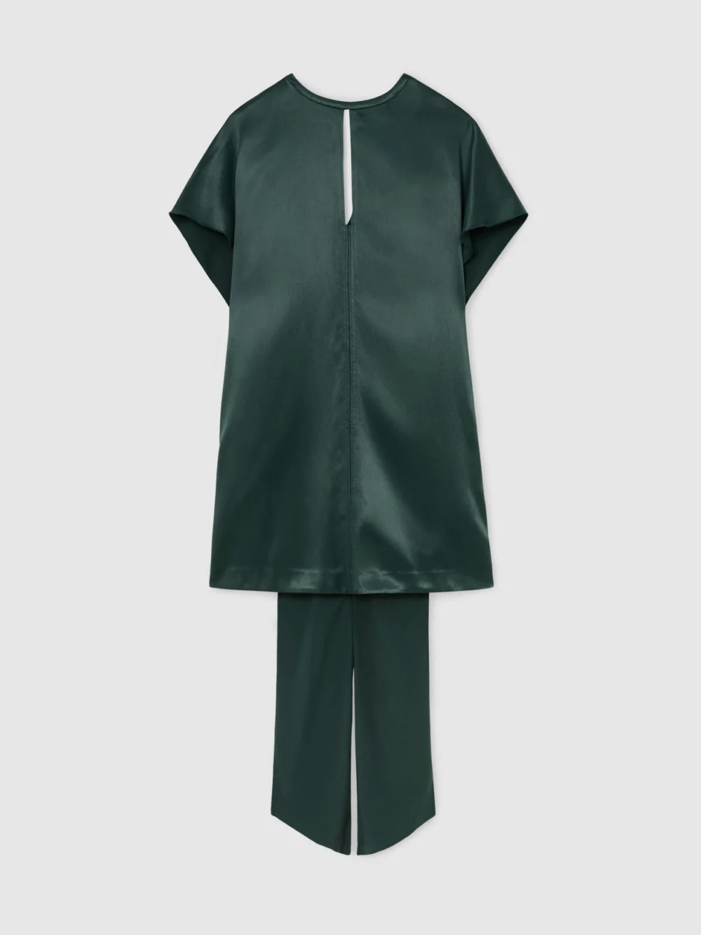 Reiss Teal Green Satin Cape-detail Mini Dress, view 2