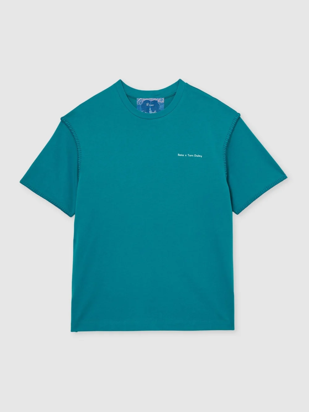 Reiss Teal Green | Tom Daley Graphic-print T-shirt, view 2