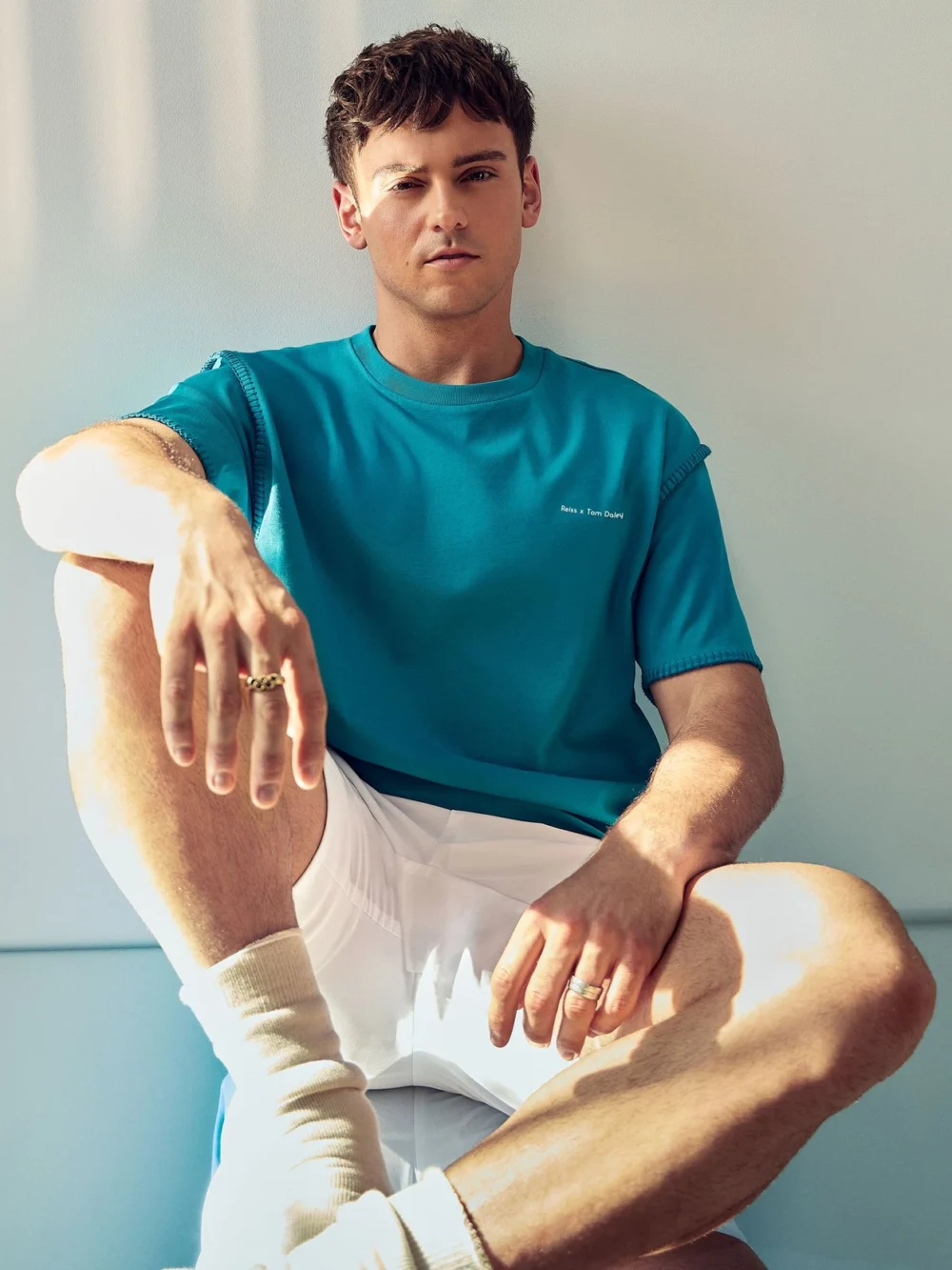 Reiss Teal Green | Tom Daley Graphic-print T-shirt, view 3