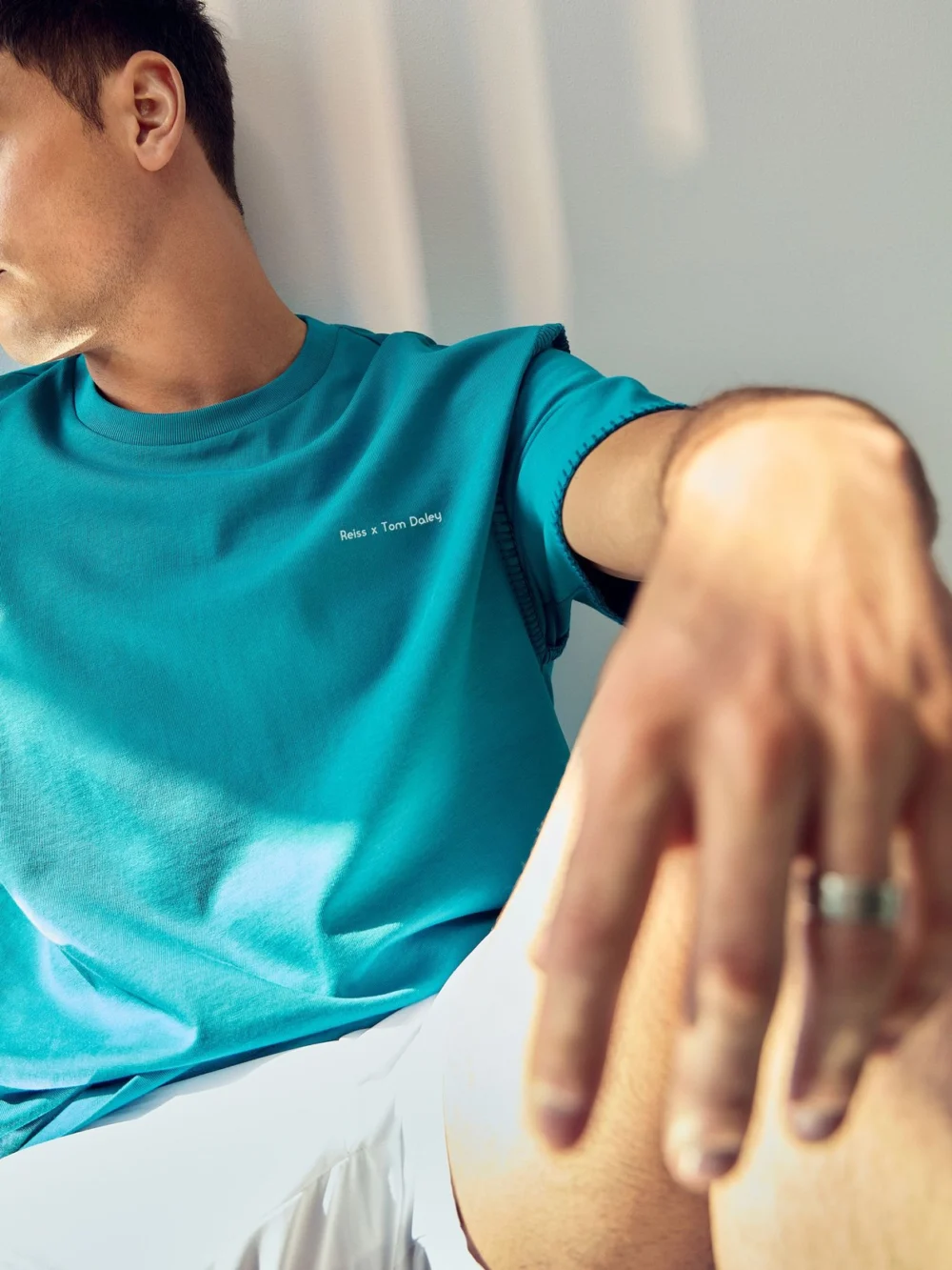 Reiss Teal Green | Tom Daley Graphic-print T-shirt, view 4