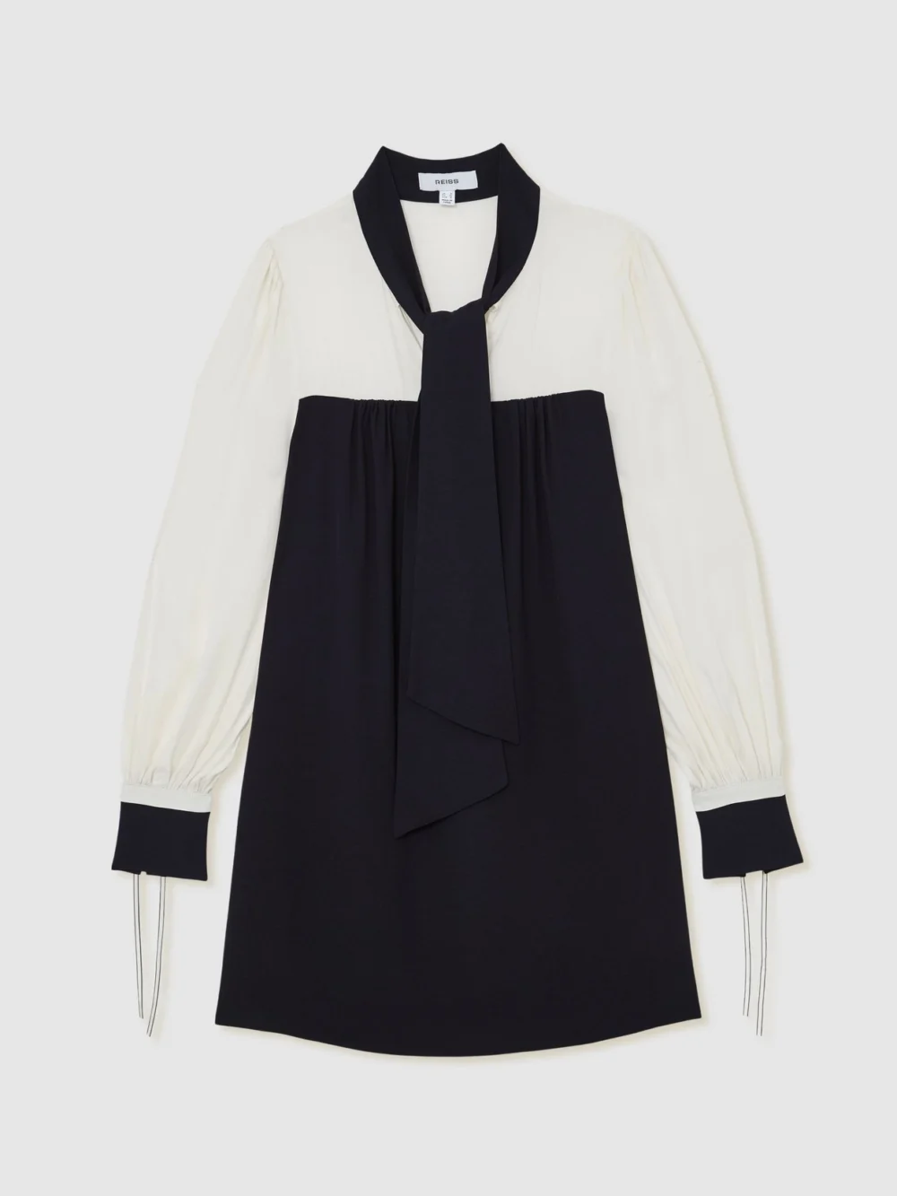 Reiss Tie-neck Contrast Shift Dress, view 2