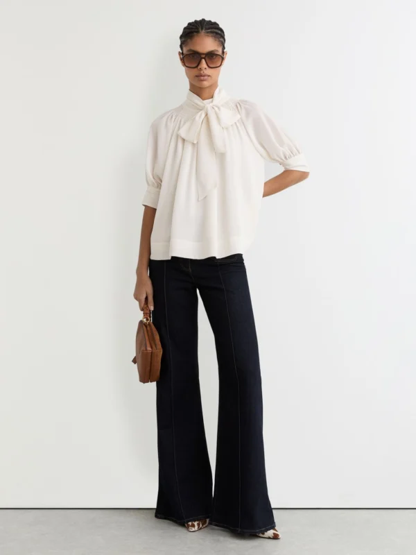 Reiss Tie-neck Short-sleeve Blouse