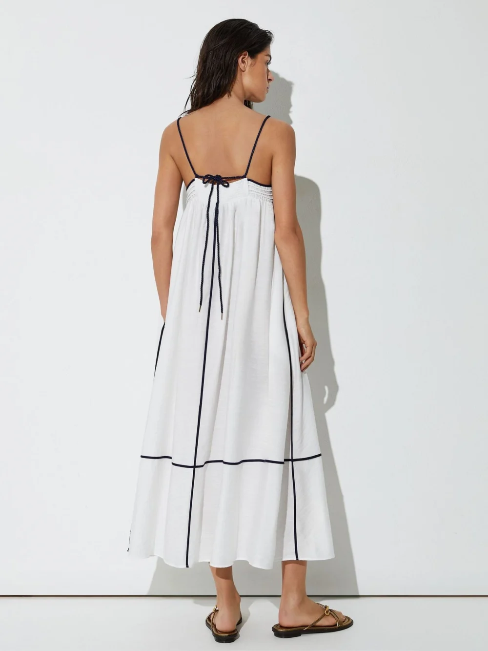 Reiss Tipped Tie-detail Midi Beach Dress, view 3