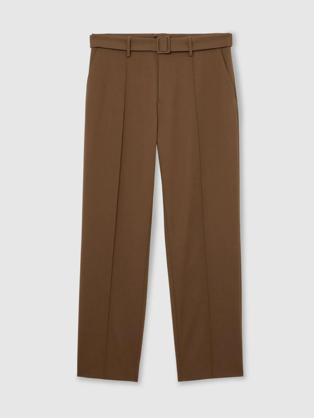 Reiss Tobacco Brown Relaxed-fit Belted Pintuck Trousers, view 2