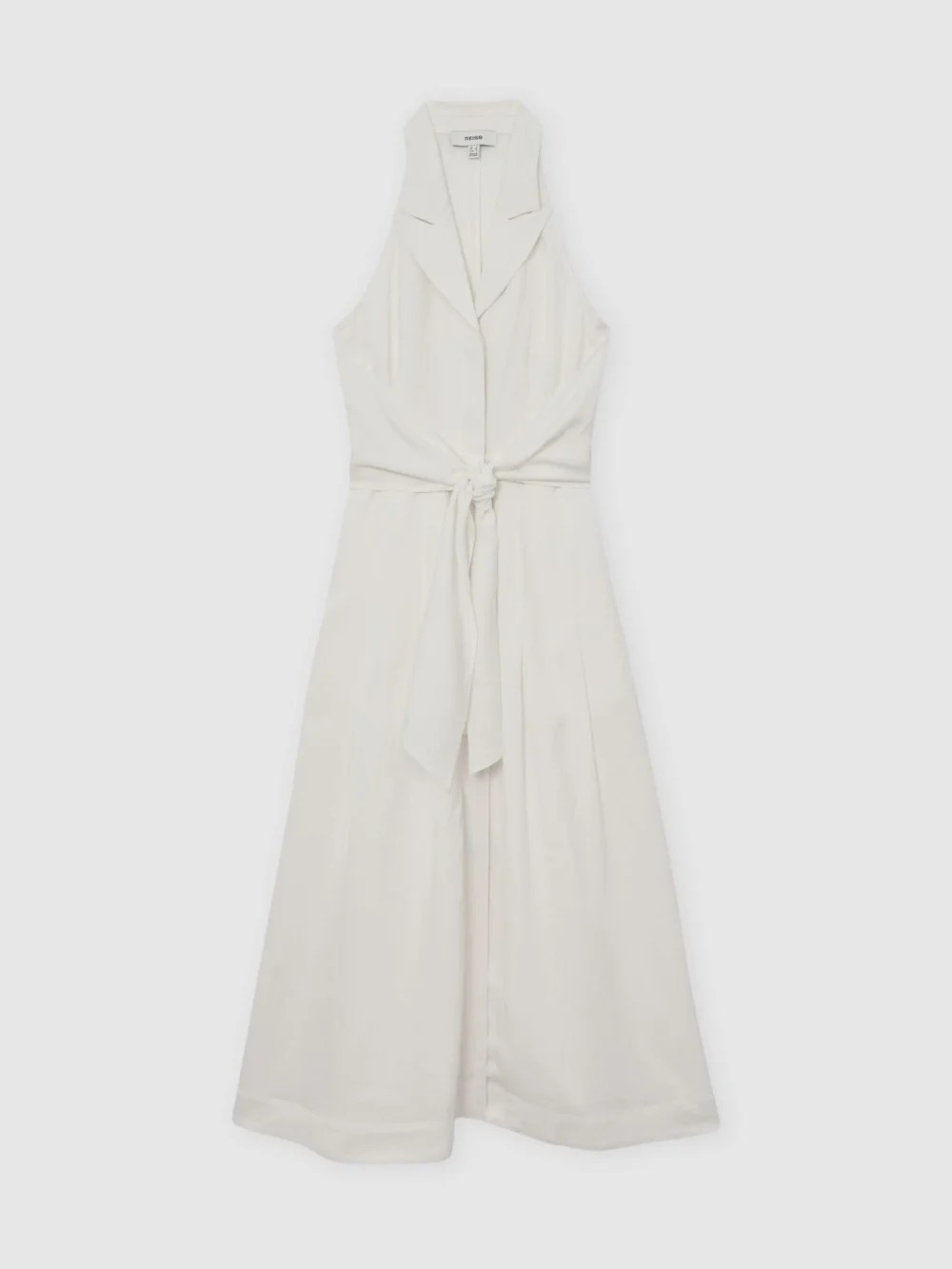 Reiss Tor Tor Sleeveless Tie-front Midi Dress with Linen, 18, view 2