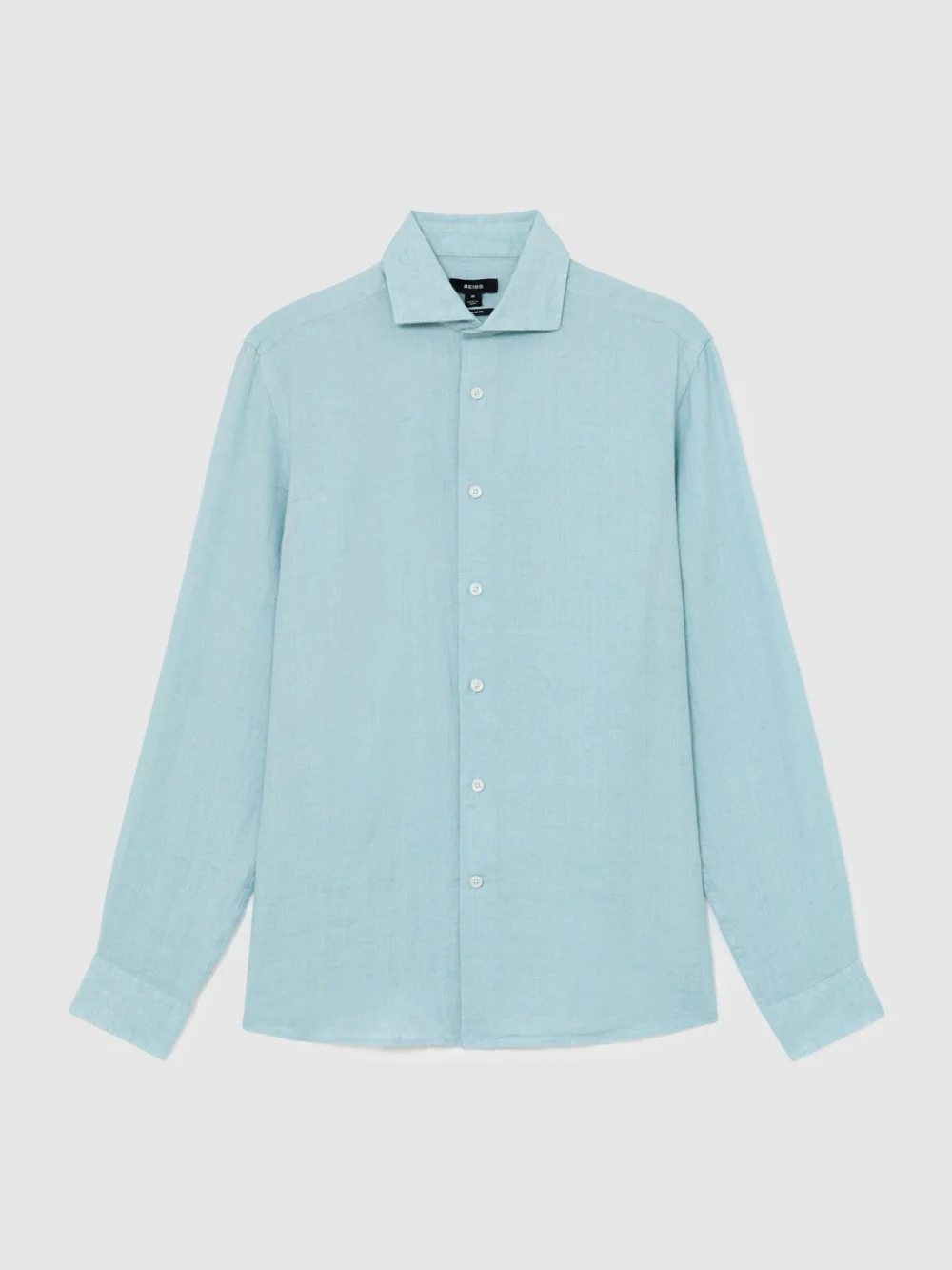 Reiss Ultra Marine Green Linen Regular-fit Long-sleeve Shirt, view 2