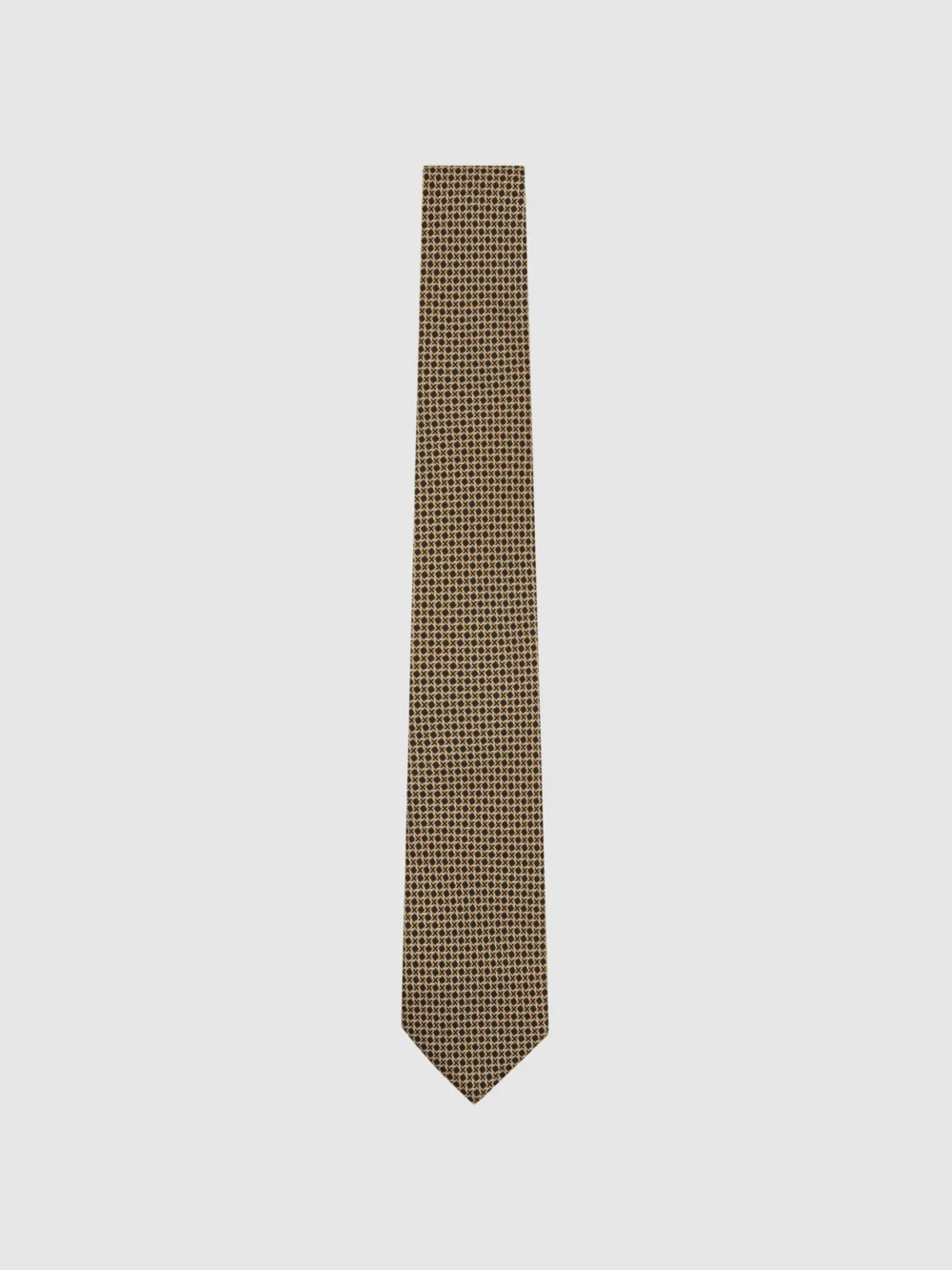 Reiss Varcare Navy & Yellow Silk Geometric Cross-print Tie, view 2