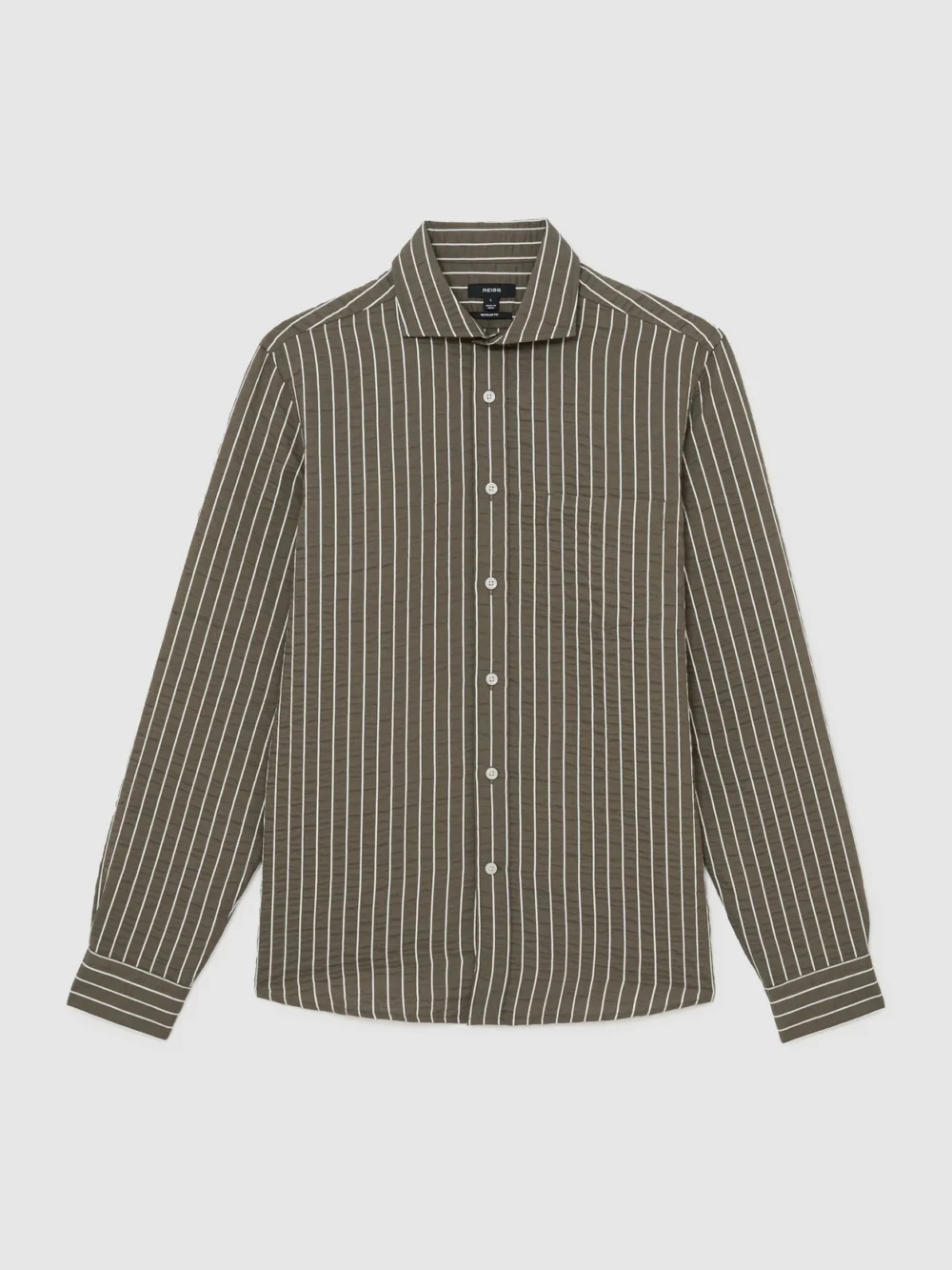 Reiss Vintage Green -blend Seersucker Pinstripe Shirt Regular-fit, view 2
