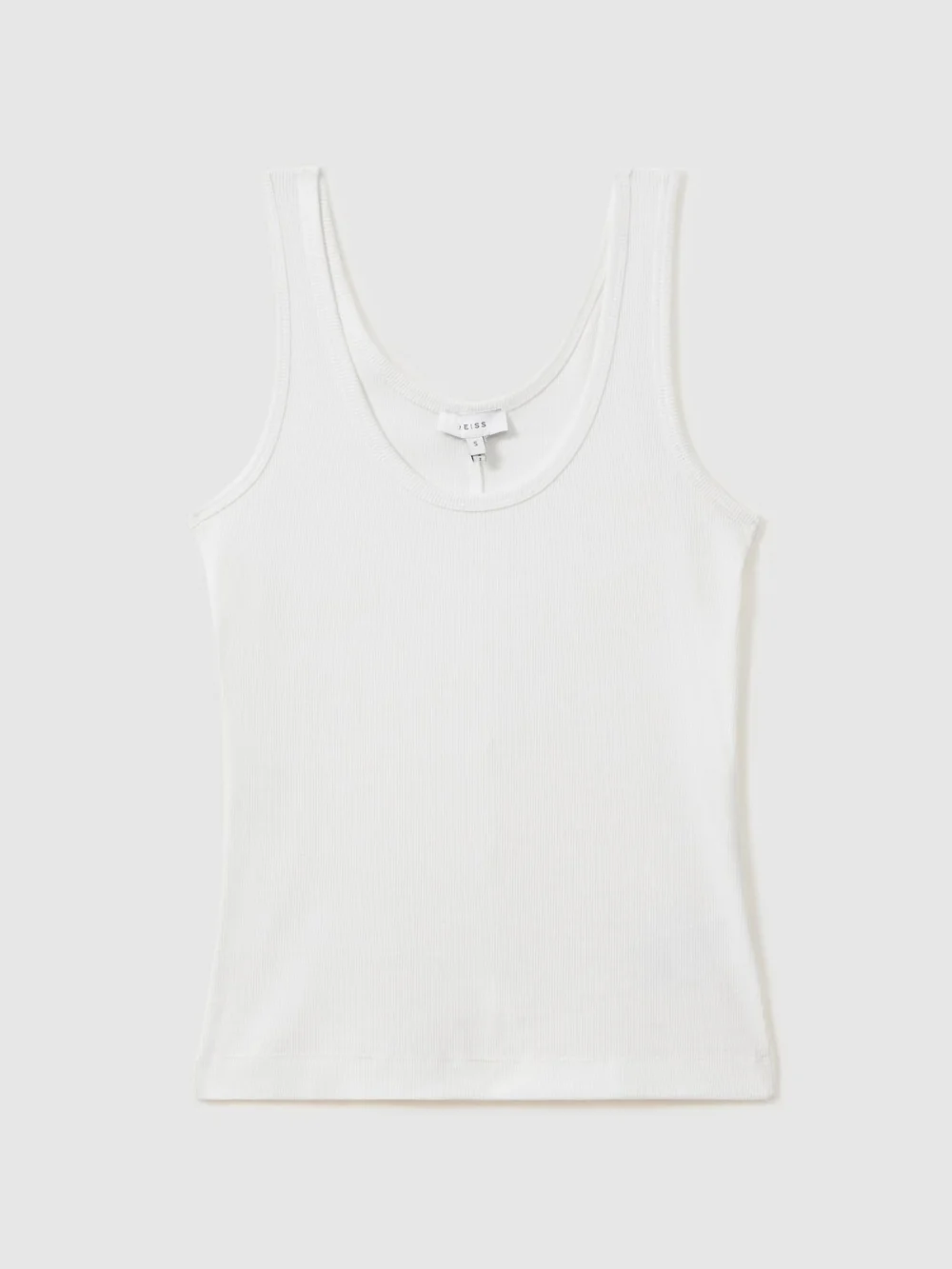 Reiss Violet Women's White Stretch-cotton Ribbed Vest, view 2