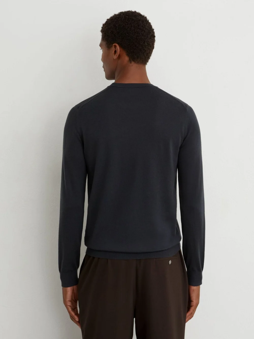 Reiss Vulcan Grey Merino Wool Crew-neck Jumper, view 4
