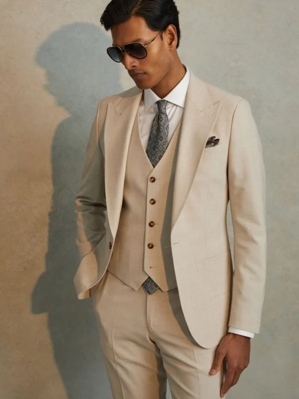 Reiss W - Stone Belmont Single-breasted Tailored Waistcoat, 40