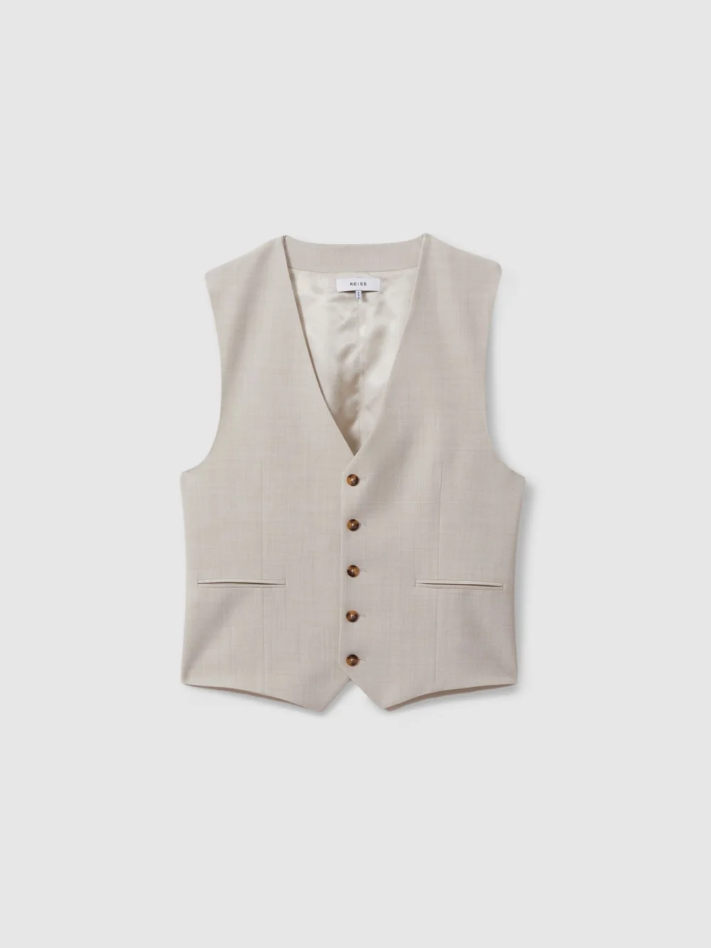 Reiss W - Stone Belmont Single-breasted Tailored Waistcoat, 44, view 2